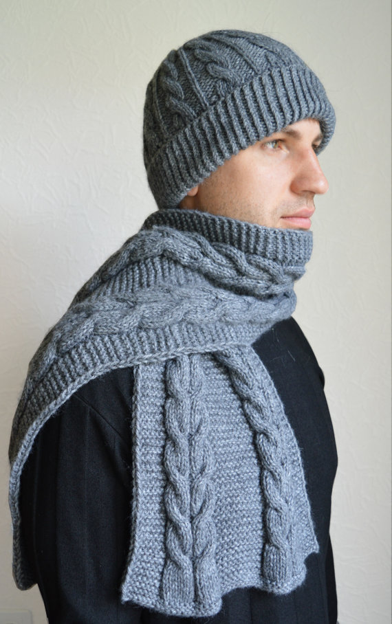 чоловічий шарф спицями - 14