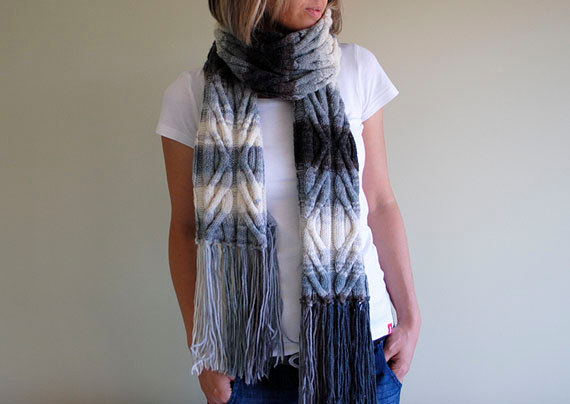 Шарф з косами спицями - 4