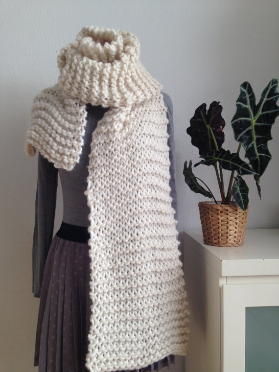 Широкий шарф спицями - 2