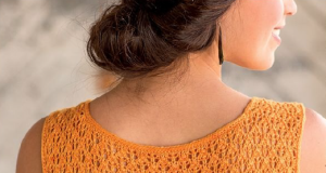 Літній топ з ажурним візерунком В'язана безрукавка /riznobarvnij-sharf-spicyami/ ажурними плечима та спинкою - 1