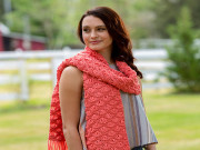 В’язаний хвилястий шарф спицями В'язаний хвилястий шар#039;язаний хвилястий шарф спицями - 1