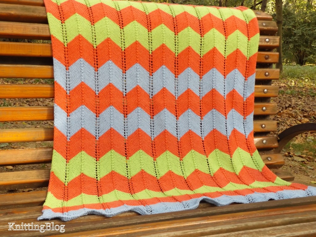 В'язаний дитячий пледик &q/vyazanij-dityachij-pled-spicyami/uot;Кольрові зігзаги" - 3